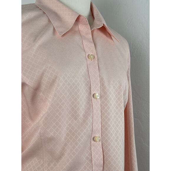 Shell Pink Button-up Long Sleeve Blouse with French Cuffs - Picture 3 of 8